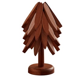 5PCS Wooden Trivets for Hot Dishes Decorative,Tree Shape Includes 5PCS Hot Plate Mats and 1 Stand Stored Wooden Tree Holder,Tree Trivets for Hot Pots and Pans