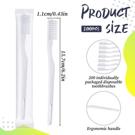 Aphumedc 200 Pack Individually Wrapped Disposable Toothbrush Bulk, Soft Bristle Travel Toothbrush for Adults, Hotels, Travel, Donation, White