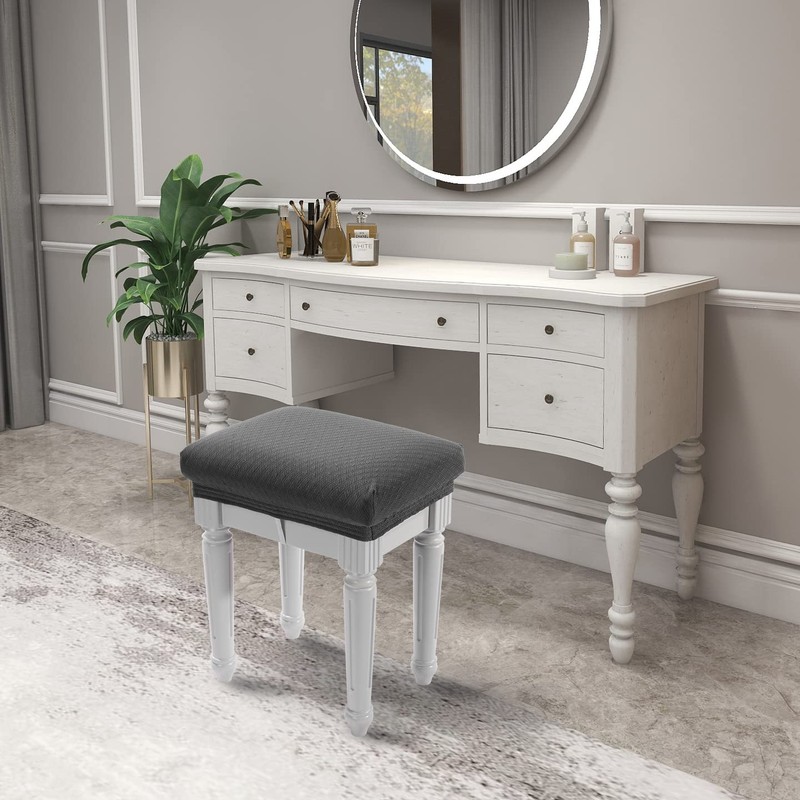 BUYUE 4 pcs Vanity Stool Bench Covers, Luxury Crease-Resistant Jacquard