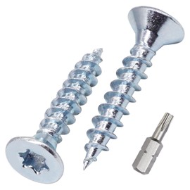 SKIR'CO (Pack of 200) 4.5 x 25mm Galvanised Steel Wood Screws Torx Head Countersunk Chipboard Screws Full Thread