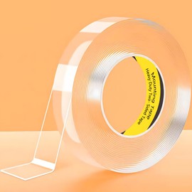LMJIA Heavy Duty Two- Sided Tape, Clear Reusable Mounting Tape Picture Hanging Adhesive Tape Removable Wall Tape Adhesive Poster Tape (Width: 1.18in*Thickness: 0.08, FT, 3.28)