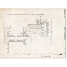 Historic Pictoric : Blueprint 2. First Floor Plan - St. Elizabeths Hospital, West Wing, 539-559 Cedar Drive, Southeast, Washington, District of Columbia, DC 24in x 18in