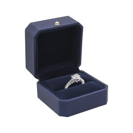 WisePoint Ring Box, PU Leather Ring Boxes Square Ring Holder Box, Elegant Ring Storage Box with Flip Ring Organiser Box for Engagement, Wedding, Propose, Anniversary (blue)