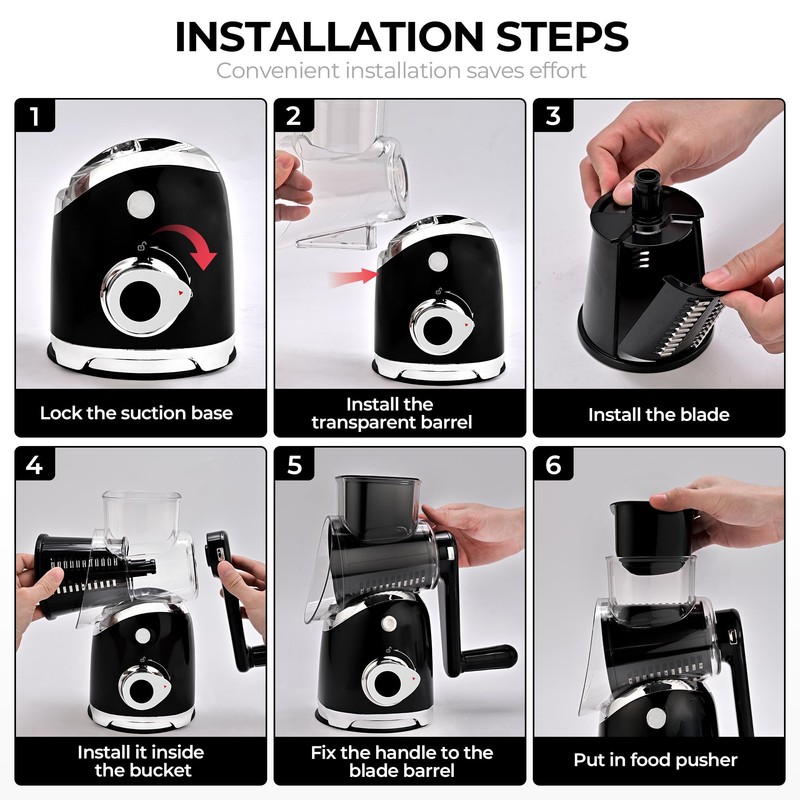 SUSTEAS Rotary Cheese Grater Hand Crank, Kitchen Shredder Vegetable Slicer