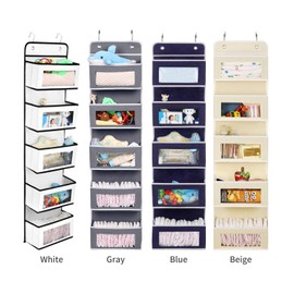 5-Shelf Over Door Organizer Wall Hanging Storage Bag with Clear Window Large Capacity Clothes Holder Pouches for Bedroom Bathroom Dorm Room Nursery Closets