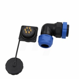 HangTon HE29 6 Pin Power Waterproof Connector 25A, Quick Disconnect Male Female Right Angle Wire Plug Panel Mount Socket, Outdoor Marine Electrical Circular Solder