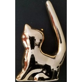 Greenbrier Ceramic Gold Metallic Mirror Finish Cat Tail Ring Holders 4”H x 2.5”L x 1.3”D