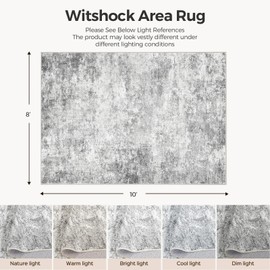 WITSHOCK 8x10 Area Rugs for Living Room : Machine Washable - Non Slip Modern Abstract Rug for Bedroom Under Dining - Stain Resistant for Household - Pet Owners (Grey)