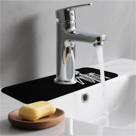 Protector de salpicaduras para fregadero de cocina, diseño de calavera negra y divertida, tapete de secado rápido superabsorbente, para cocina, baño, fregadero, tapete de secado de platos, baño (15 x