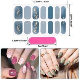 140 Pcs 10 Sheets Full Wrap Nail Stickers Polish Strips Gradient Stickers Glitter Self Adhesive DIY Art Decals Strips with 2 Pcs Nail Files for Holiday Decor (Classic Style)