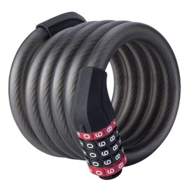 ROCKBROS Bicycle Key Wire Lock Bike Lock 5 Digit Anti-Theft Thickness Approx. 0.6 inch (1.5 cm) Dial Lock Chain Lock Road Bike Cross Bike Red Black 180 cm