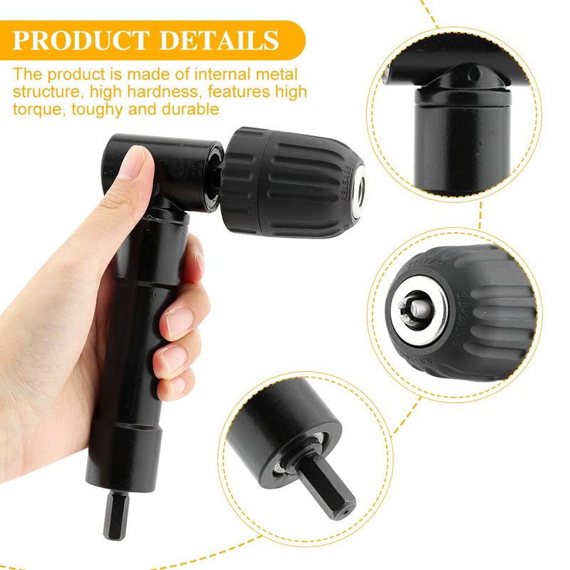Right Angle Drill Attachment 90 Degree Adapter, 0.8-10mm Keyless Chuck