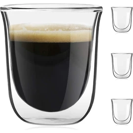 U Chef Juego 4 de vasos de 60 ml de cristal para espresso | Vasos para café de cristal aislante de calor sin asa | Set de vasos para café con doble capa térmica