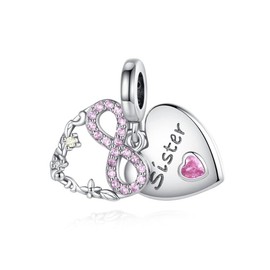 Wedanor Charm Family Heart Animal Charm Pendant 925 Sterling Silver Charm Bead Pendant for European Bracelets and Necklaces, Silver, Cubic Zirconia