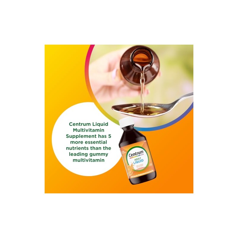 Centrum Liquid Multivitamin for Adults, Multivitamin/Multimineral Supplement with B Vitamins