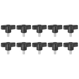 QUARKZMAN Pack of 10 Wing Buttons M6 x 12 mm Male Thread Plastic T-pins Knobs T Thread Handles Hand Clamp Tightening Thumb Screws Thumb Screw, Black