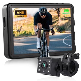 Fitense - Cámara para bicicleta Fitense con batería recargable de 10000mAh, rotación de 360°, pantalla HD de 5'' 1080P - Visión nocturna...