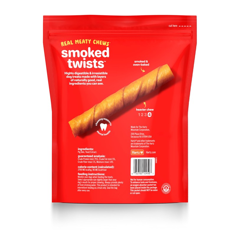 Hartz Oinkies Smoked Twists with Naturally Smoked Pork Rawhide-Free Dog
