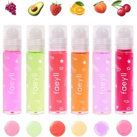 Juego De 6 Brillos Labiales Roll-On Aceite Hidratante Con Sabores Frutales Cuidado Labial Para Niños Brillo Labial Transparente Y Voluminizador Ideal Para Fiestas