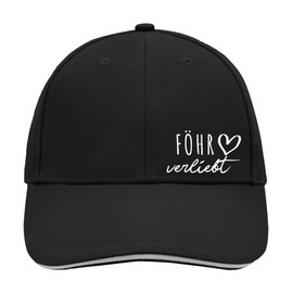 HUURAA Cap Hat Föhr in Love Unisex Cap with Name of Your Favourite Island Gift Idea for Friends and Family, Black/Light Grey