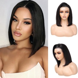spca 10 Inch Bob Wig Human Hair 13x4 HD Lace Front Glueless Wigs Pre Cut Lace 180% Density Short Straight Bob Wigs Side Part Wigs for Black Women Pre Plucked with Baby Hair
