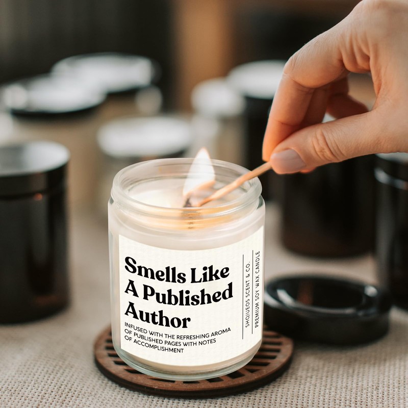 Shqiueos Gifts for Writers, Published Author Candle 7oz Lavender Scented