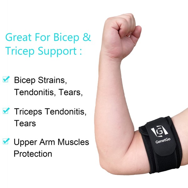 Bicep & Tricep Tendonitis Brace Compression Sleeve - Pain Relief for Bicep and Tricep Muscle Strains, Upper Arm Support (L/XL Width-4")