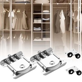 Uni-Fine Set of 4 Sliding Door Rollers, Silent Sliding Door Roller Guide, Metal Furniture Wardrobe Wall Cabinet Castors Sliding Door Wheels, Load Capacity 25 kg