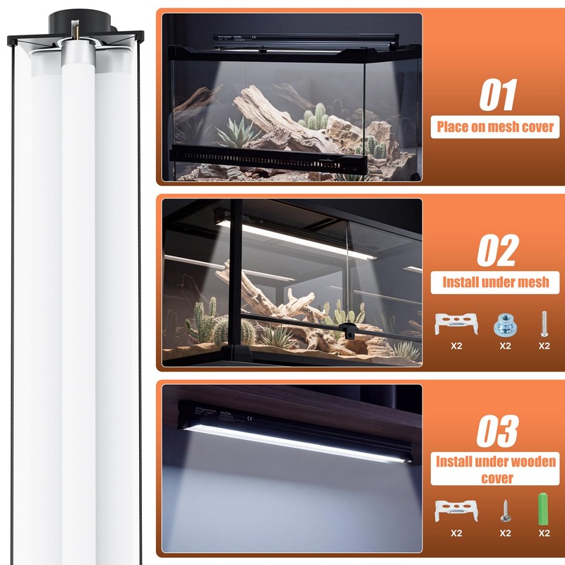 FixHaven T5 UVB 10.0 Reptile Light Fixture Combo Kit (12Inch)