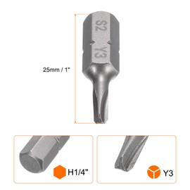 HARFINGTON 2pcs Y Shape Screwdriver Bits 1/4" Hex Shank S2 Steel Magnetic Y3 Head 1" Length Screw Driver Bits Electric Screw Driver Bit for Repair Work