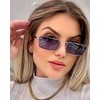 Laurinny Retro Small Narrow Rectangle Sunglasses for Women Men Trendy