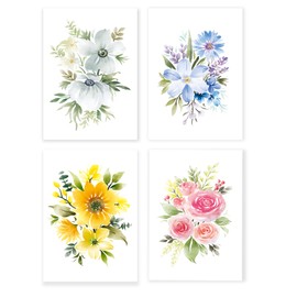 POMKON Blank Cards, 40Pack Floral Pattern Thank You Greeting Cards with Peel-and-Seal Rustic Envelopes Size 4x6Inch