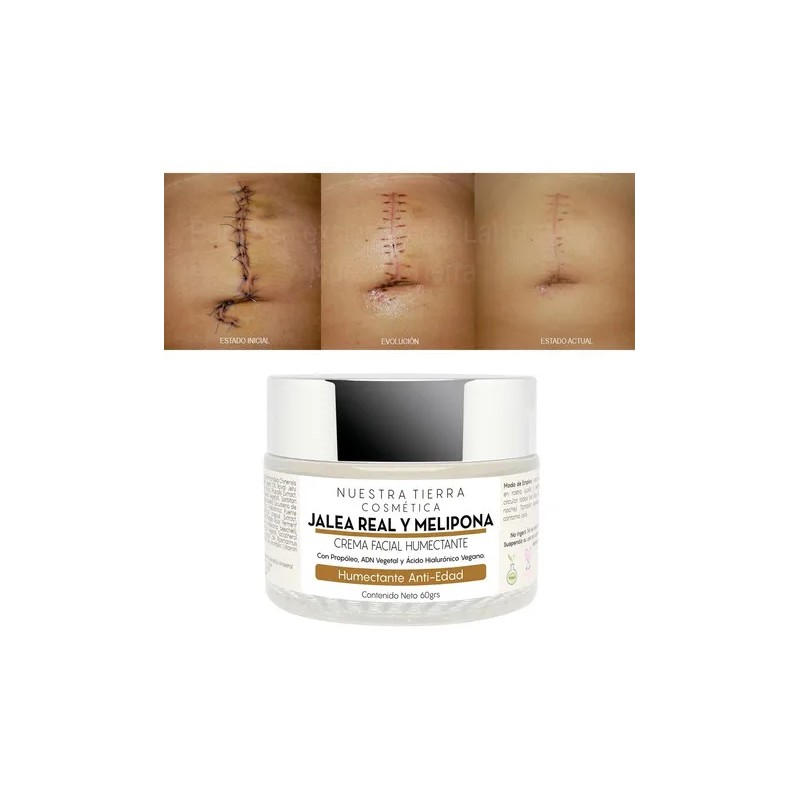 Crema Humectante cicatrizante Anti edad Jalea Real Melipona Todo tipo