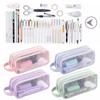 RuiChy Transparent Mesh Pen Case, Pencil Case, Large Capacity, Double