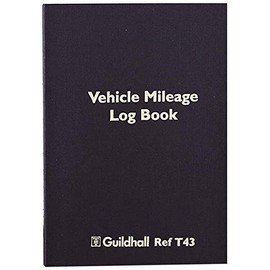 2XGuildhall Vehicle Mileage Log Book, 60 Pages, Black Vinyl Cover