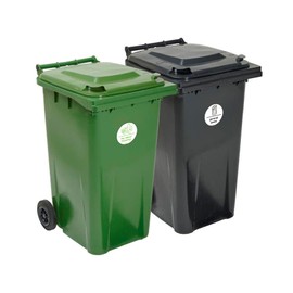 5 Sets of Premium Laminated Recycling Bin Signs - 95mm Waterproof Indoor/Outdoor Stickers - Wheelie Bin Waste Containers Signs - Dry mixed recycling/General Waste stickers