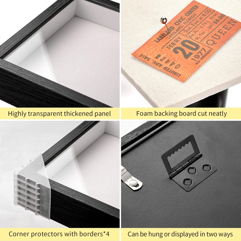 MUXIUNT 3x3 Small Square Shadow Box Picture Frame Display Case
