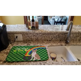 Caroline's Treasures WDK4752DDM Fawn Boston Terrier St. Patrick's Day Dish Drying Mat Absorbent Dish Drying Mat Pad for Kitchen Counter Dish Drainer Mat for Countertop, 14 x 21", Multicolor