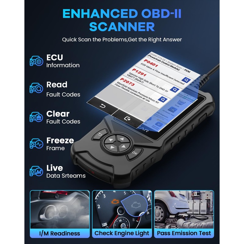 MUCAR CDE900 OBD2 Escáner Automotriz Professional, Lector de Códigos Universal,