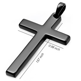 Ovfovy 925 Sterling Silver Cross Simple Pendant Necklace for Men (Black)