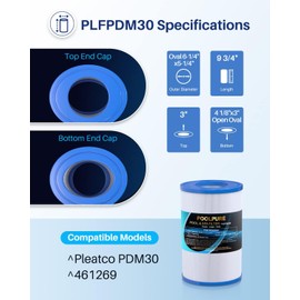 POOLPURE Oval Filter Spa Filter PDM30 for Dream Maker Hot Tubs 461269, 30 sq.ft Hot Tub Filter Cartridge 1PACK