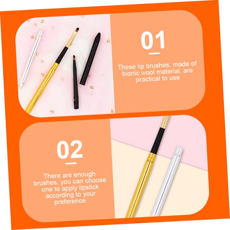 Baluue 6pcs Lip Brush with Covers Portable Makeup Applicators for