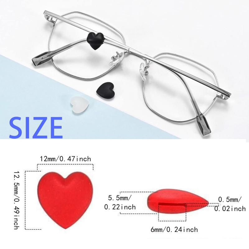 KECHIO Eyeglasses Ear Grip Heart-Shaped Silicone Retainers Soft Ear Hooks