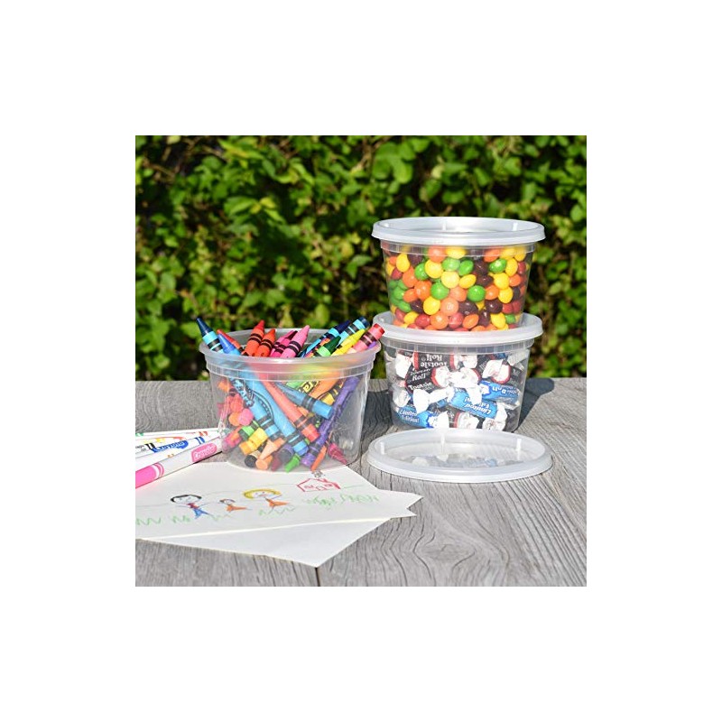 TRIPAK Food Storage Containers 16 oz Plastic Deli Containers with