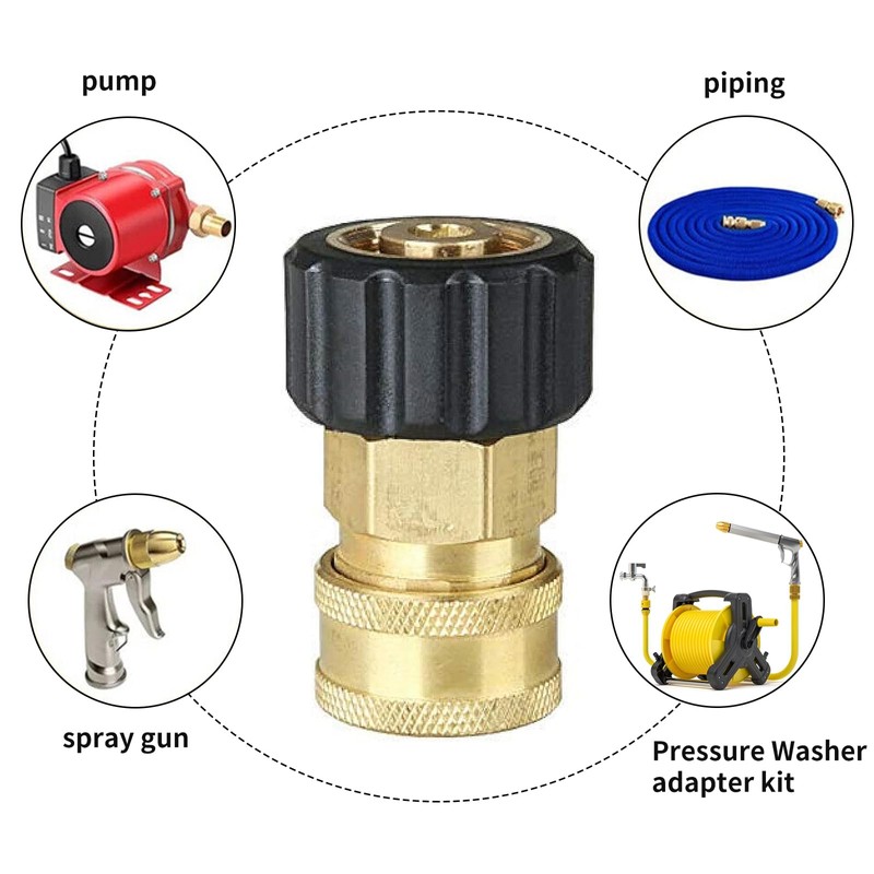 Wjelet 14mm Inner Dia Pressure Washer Adapter M22 Male to