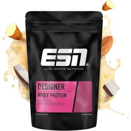 ESN Premium Designer Whey Protein Powder, Almond Coconut, 1 kg, up to 23 g Protein per Serving, Ideal for Muscle Building and Maintenance, Made in Germany