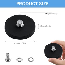 10Pcs Rubber Coated Anti-Scratch Mounting Magnets, 30LBS Neodymium Magnet Base with M5 Threaded Studs，Strong Magnets Hold The Base for Light Bar Mirror Camera Tool （1.69 Inch）