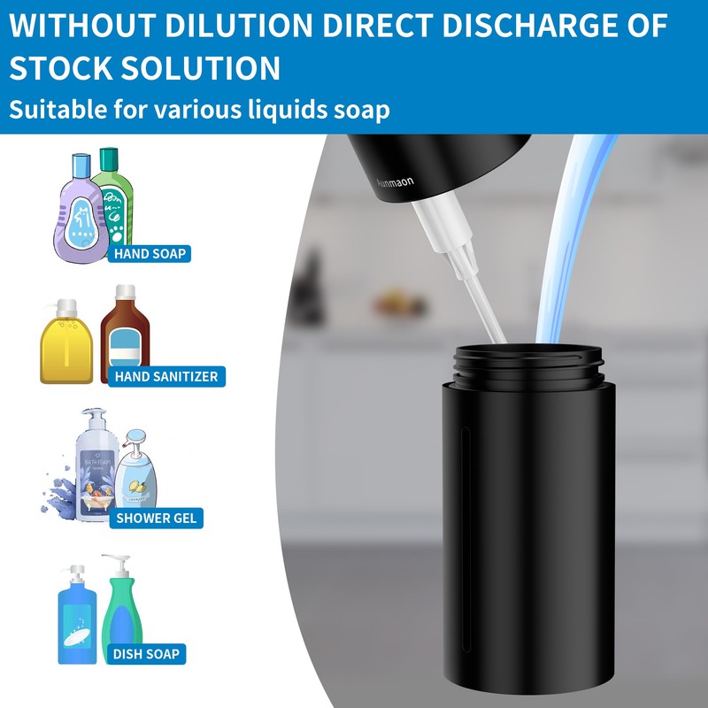 Automatic Electric Soap Dispenser for Kitchen, Black Soap Dispenser