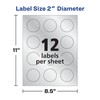 Round Labels, 2", Foil/Embosed, 120/PK, Silver, Sold as 1 Package