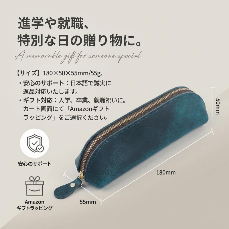 Any Select Shop Genuine Leather Pencil Case, Large Capacity, Holds